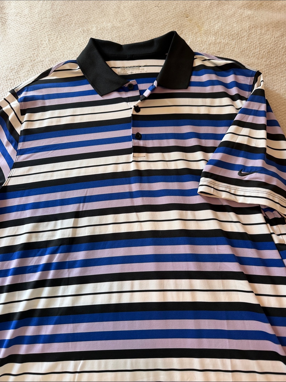 Nike Men’s Striped Polo - Blue, Black & White